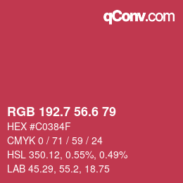 カラーコード: RGB 192.7 56.6 79 | qconv.com