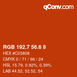 カラーコード: RGB 192.7 56.6 8 | qconv.com