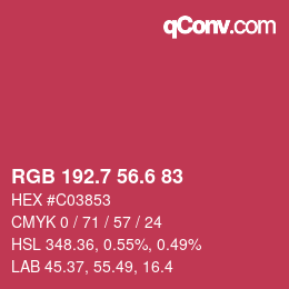 カラーコード: RGB 192.7 56.6 83 | qconv.com