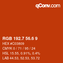 カラーコード: RGB 192.7 56.6 9 | qconv.com