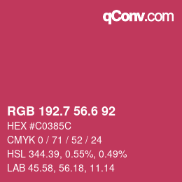 カラーコード: RGB 192.7 56.6 92 | qconv.com