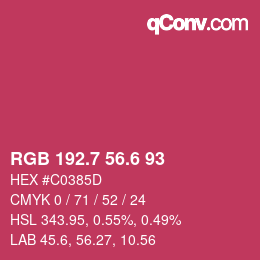 カラーコード: RGB 192.7 56.6 93 | qconv.com