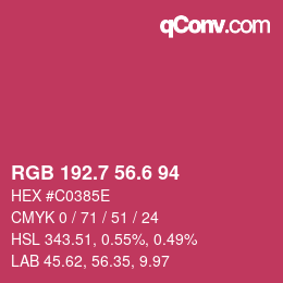カラーコード: RGB 192.7 56.6 94 | qconv.com