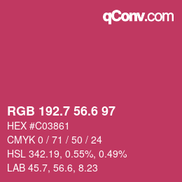 カラーコード: RGB 192.7 56.6 97 | qconv.com