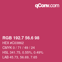カラーコード: RGB 192.7 56.6 98 | qconv.com