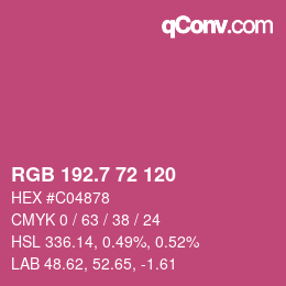 カラーコード: RGB 192.7 72 120 | qconv.com