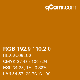 Color code: RGB 192.9 110.2 0 | qconv.com