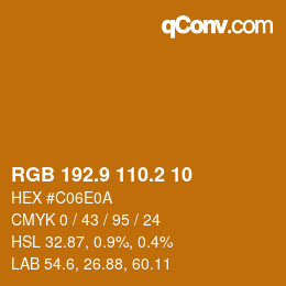 カラーコード: RGB 192.9 110.2 10 | qconv.com