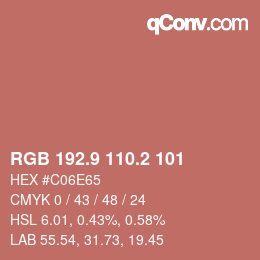 Color code: RGB 192.9 110.2 101 | qconv.com