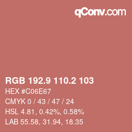 カラーコード: RGB 192.9 110.2 103 | qconv.com