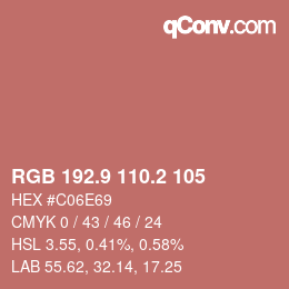 Color code: RGB 192.9 110.2 105 | qconv.com
