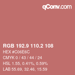 カラーコード: RGB 192.9 110.2 108 | qconv.com