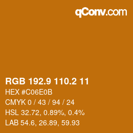 カラーコード: RGB 192.9 110.2 11 | qconv.com