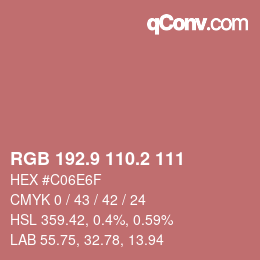 カラーコード: RGB 192.9 110.2 111 | qconv.com