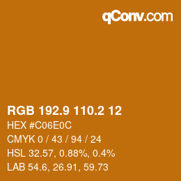 カラーコード: RGB 192.9 110.2 12 | qconv.com
