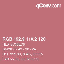 Color code: RGB 192.9 110.2 120 | qconv.com