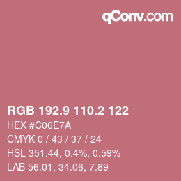 カラーコード: RGB 192.9 110.2 122 | qconv.com