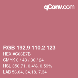 カラーコード: RGB 192.9 110.2 123 | qconv.com