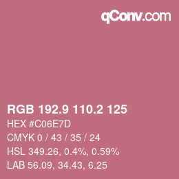 カラーコード: RGB 192.9 110.2 125 | qconv.com