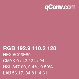 カラーコード: RGB 192.9 110.2 128 | qconv.com