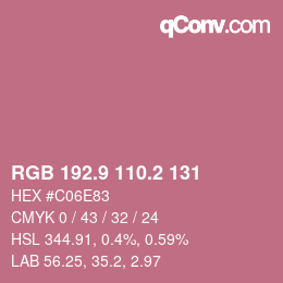 カラーコード: RGB 192.9 110.2 131 | qconv.com