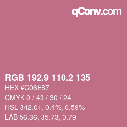カラーコード: RGB 192.9 110.2 135 | qconv.com