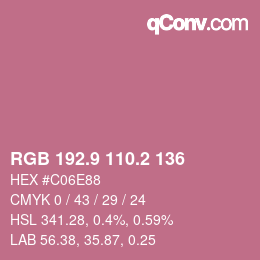 カラーコード: RGB 192.9 110.2 136 | qconv.com