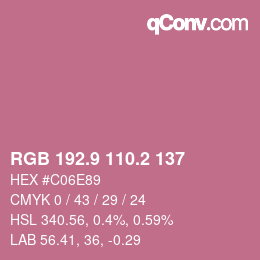 カラーコード: RGB 192.9 110.2 137 | qconv.com