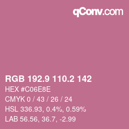 カラーコード: RGB 192.9 110.2 142 | qconv.com