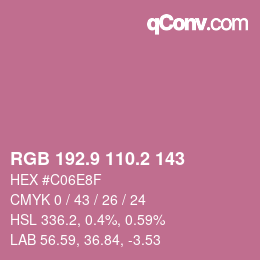 カラーコード: RGB 192.9 110.2 143 | qconv.com