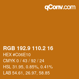 カラーコード: RGB 192.9 110.2 16 | qconv.com