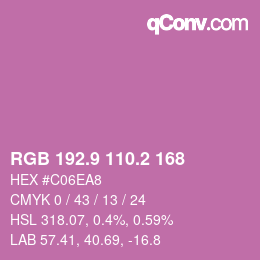 カラーコード: RGB 192.9 110.2 168 | qconv.com