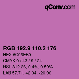 カラーコード: RGB 192.9 110.2 176 | qconv.com
