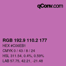 カラーコード: RGB 192.9 110.2 177 | qconv.com