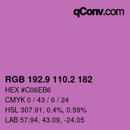 カラーコード: RGB 192.9 110.2 182 | qconv.com