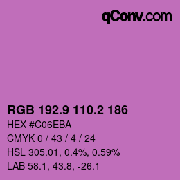 カラーコード: RGB 192.9 110.2 186 | qconv.com