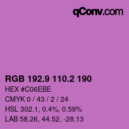 カラーコード: RGB 192.9 110.2 190 | qconv.com
