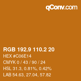 カラーコード: RGB 192.9 110.2 20 | qconv.com
