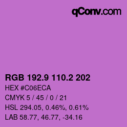 カラーコード: RGB 192.9 110.2 202 | qconv.com