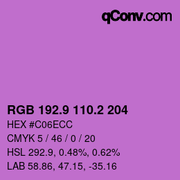 カラーコード: RGB 192.9 110.2 204 | qconv.com
