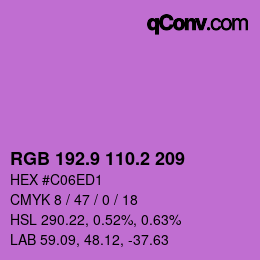カラーコード: RGB 192.9 110.2 209 | qconv.com