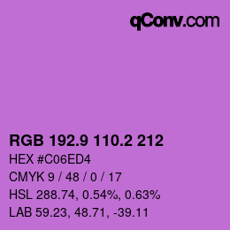 カラーコード: RGB 192.9 110.2 212 | qconv.com
