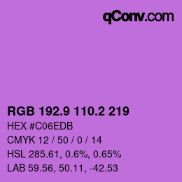 カラーコード: RGB 192.9 110.2 219 | qconv.com