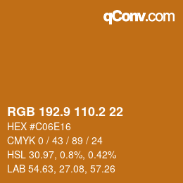 カラーコード: RGB 192.9 110.2 22 | qconv.com