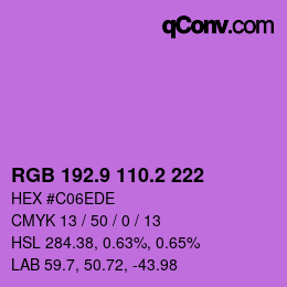 カラーコード: RGB 192.9 110.2 222 | qconv.com