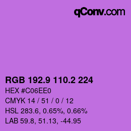 カラーコード: RGB 192.9 110.2 224 | qconv.com