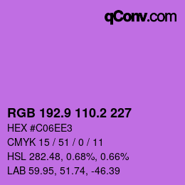 カラーコード: RGB 192.9 110.2 227 | qconv.com