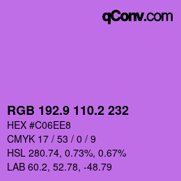 カラーコード: RGB 192.9 110.2 232 | qconv.com