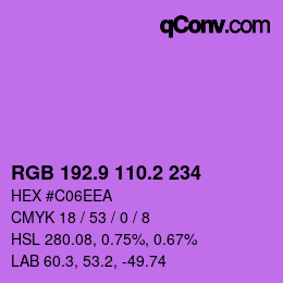 カラーコード: RGB 192.9 110.2 234 | qconv.com