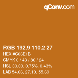 カラーコード: RGB 192.9 110.2 27 | qconv.com